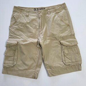 Old Navy Men’s Khaki Cargo Shorts, Size 36, 100% Cotton, Utility Pockets Casual